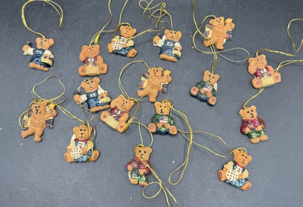 Vintage 1990’s Merry Minis Christmas Tree Ornament Resin Teddy Bears -LO31